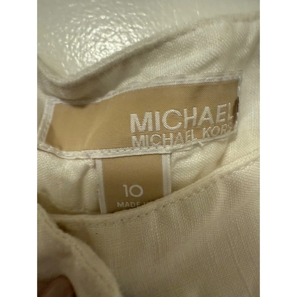 Michael Kors White Linen Cuffed Shorts Womens‎ Size 10 - Picture 3 of 3